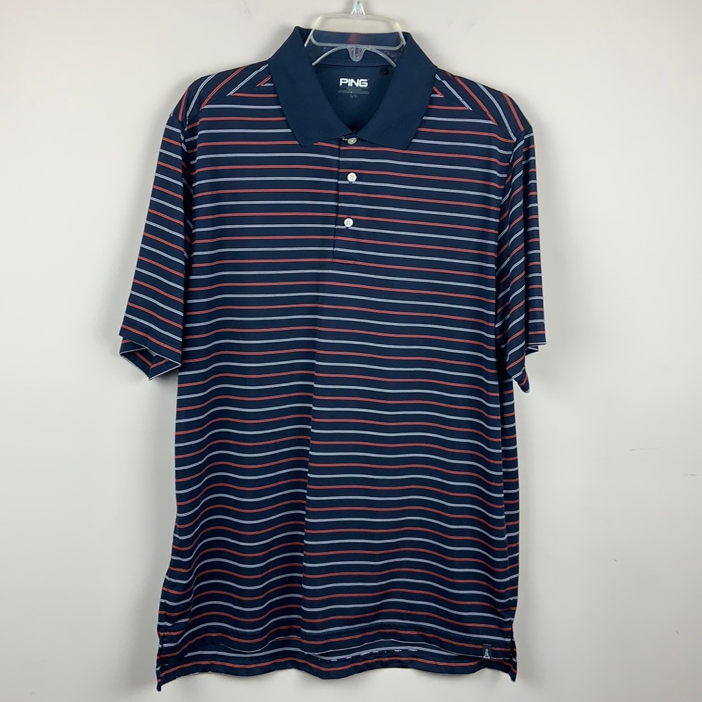 Ping Mens Striped Short Sleeve Polo Shirt Size Large